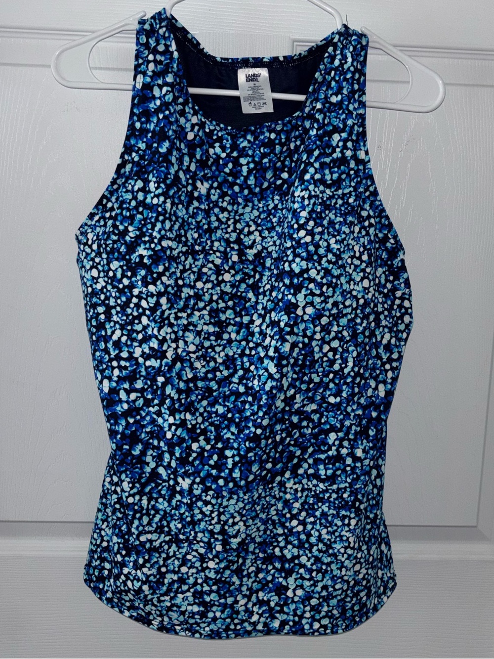 Lands' End Blue Sleeveless Tankini Swimsuit Swim Bathing Suit Tank Top Sz 18